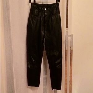 Vintage genuine leather high waisted pants